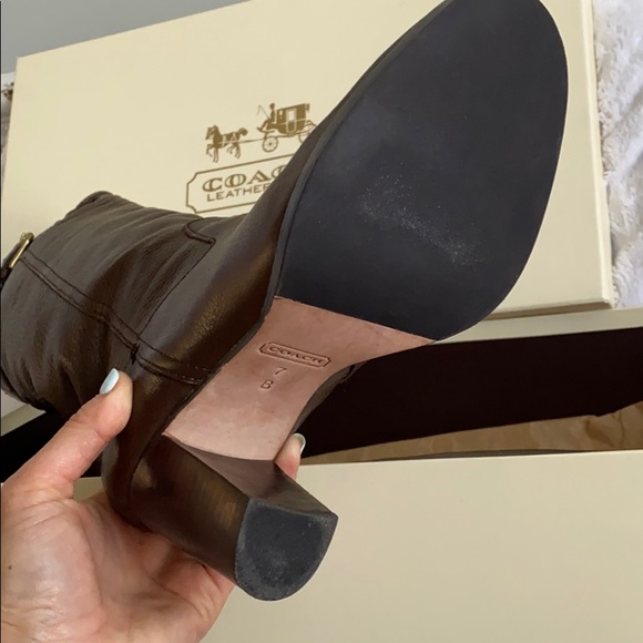 Coach Kaylie long boot stacked heel w box - Picture 10 of 15